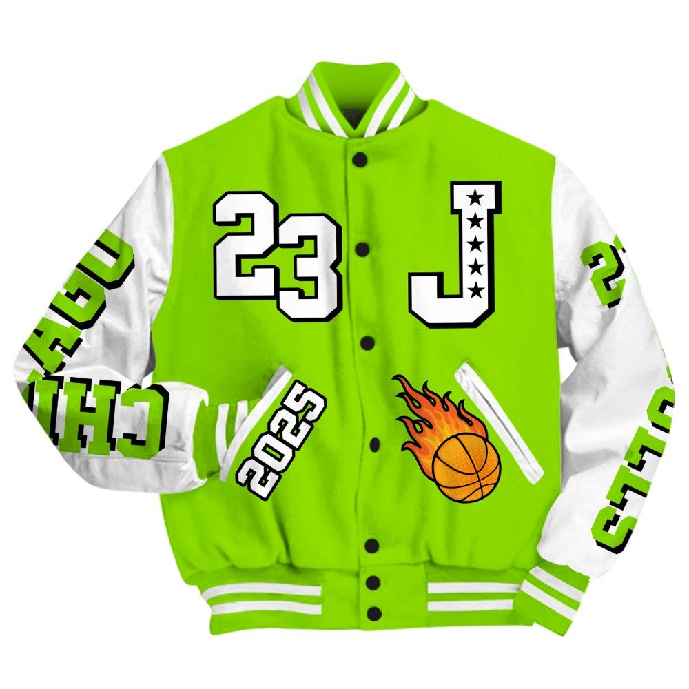 Varsity Jacket To Match Electric Green 6s - Chicago 23 Basketball All Over Print