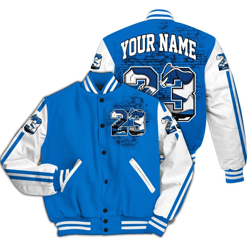 Varsity Jacket To Match Blueberry 12s - Custom Name Number 23 5s All Over Print