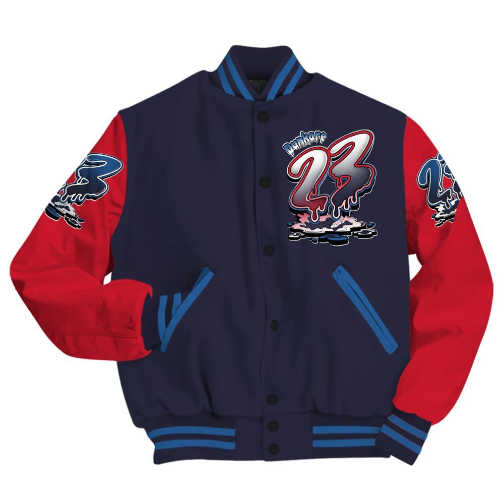 Varsity Jacket To Match Sports Renaissance 3s - Custom Name 23 Drip All Over Print