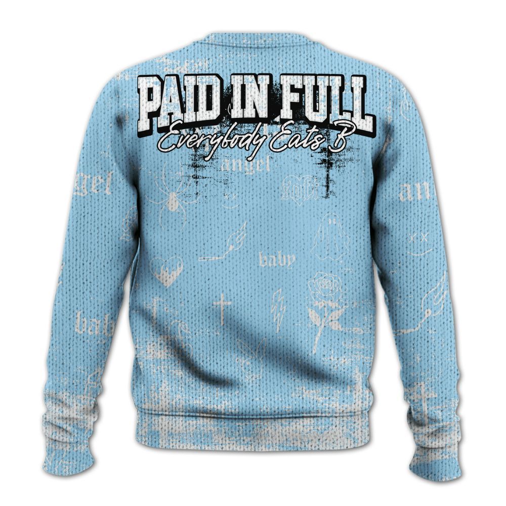 Knitted Sweater To Match Legend Blue 11s - Paid In Full Money