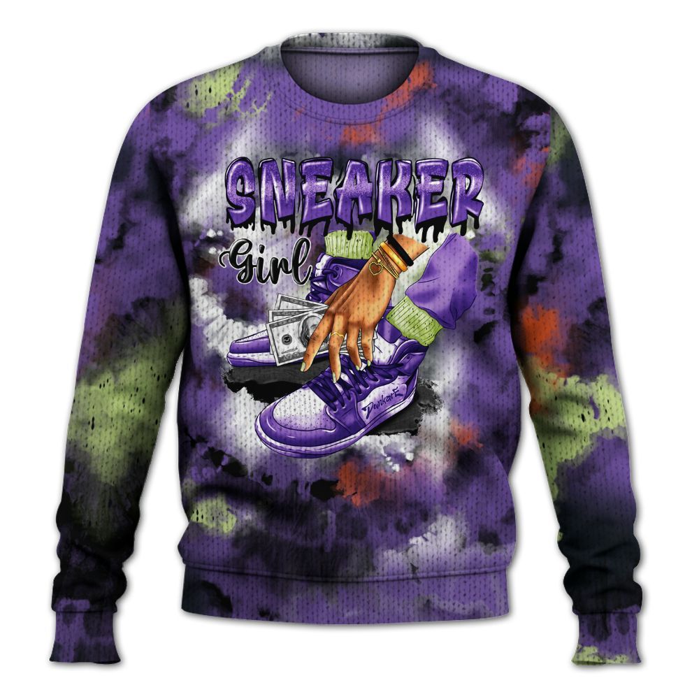 Knitted Sweater To Match Canyon Purple 4s - SNEAKER Girl Money Drip Tie Dye
