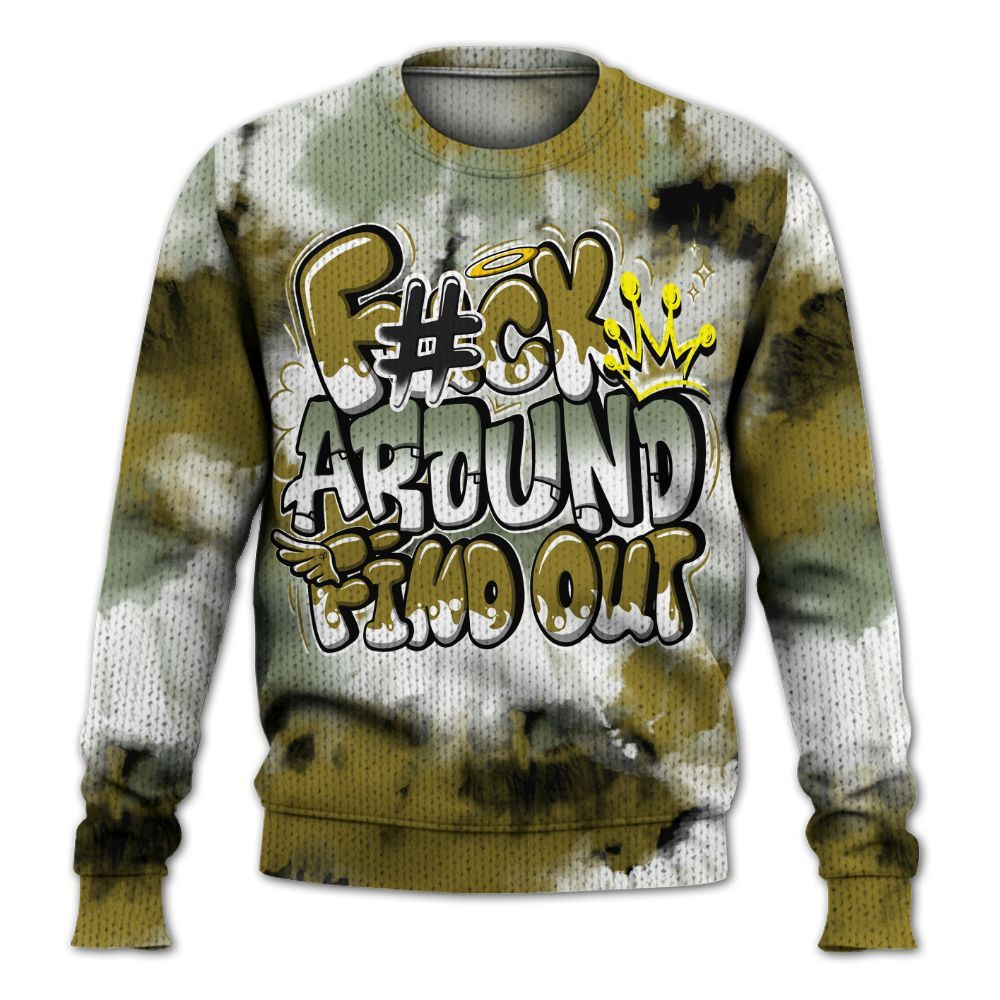 Knitted Sweater To Match Air Flightposite Metallic Gold - Tie Dye FK Around Find Out