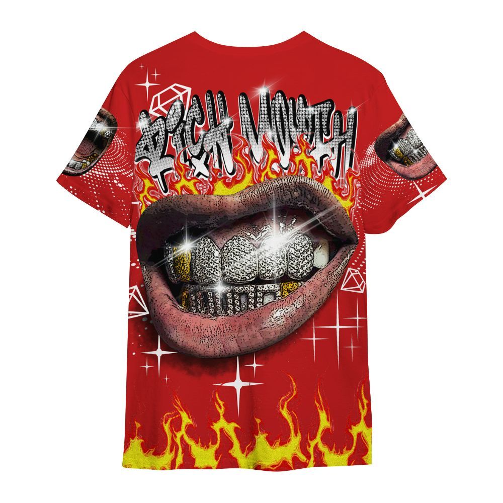 Shirt To Match Bred Reimagined 4s - Rich Mouth Fire Rap Retro 90s All Over Print