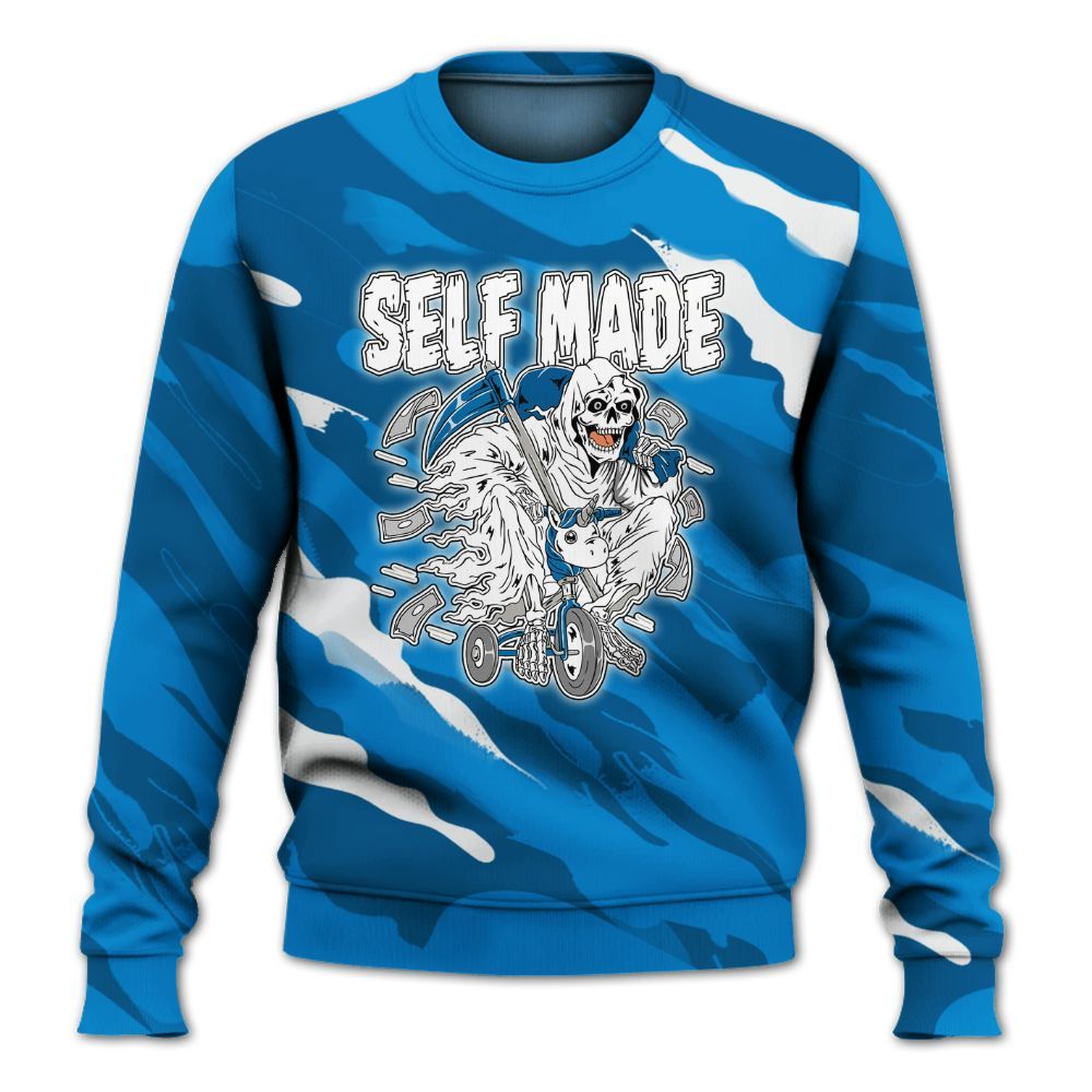 Sweatshirt To Match Military Blue 4s - Self Make Skeleton Colored All Over Print