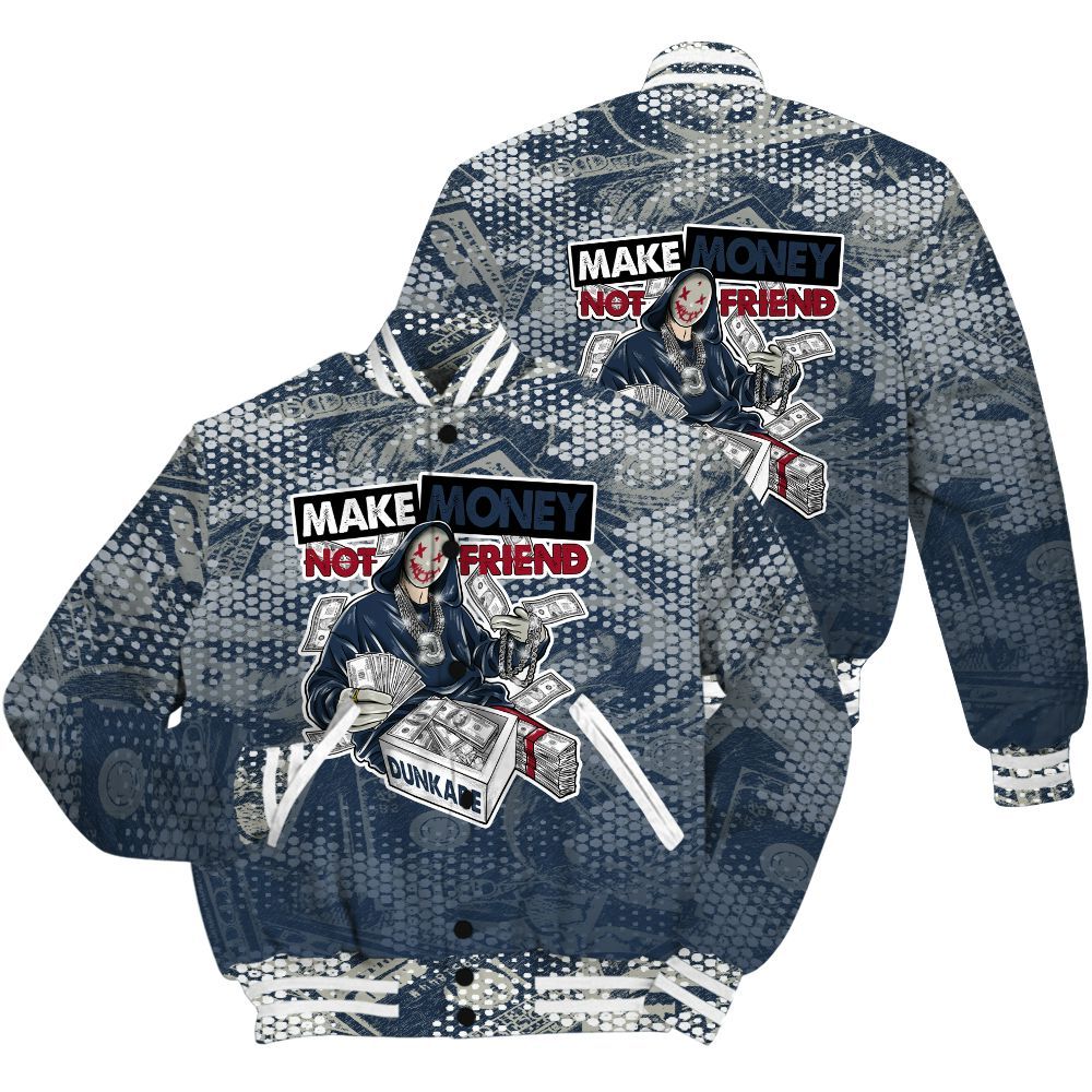 Varsity Jacket To Match White Midnight Navy 6s Shirt - Make Moneys Unique All Over Print