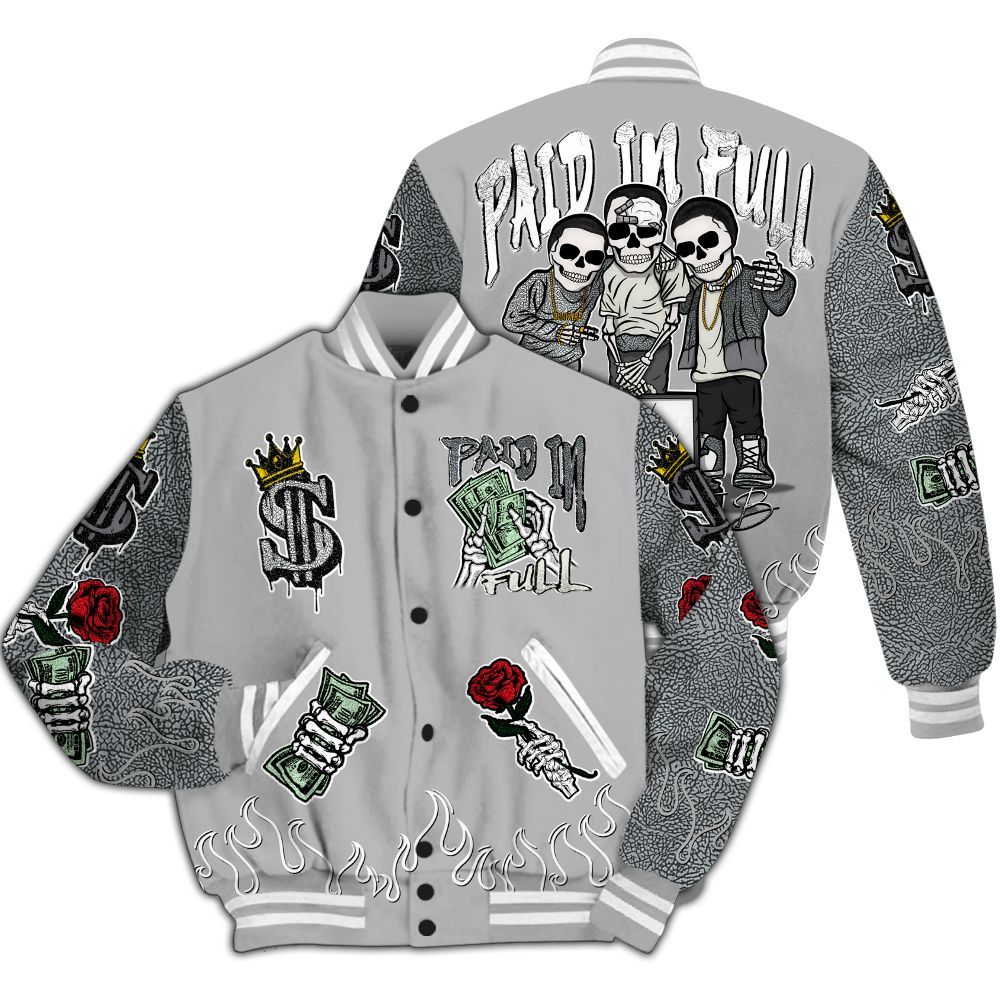 Varsity Jacket To Match Cement Grey Silver 3s - Everybody Paid In All Over Print