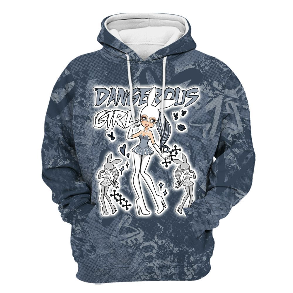 Hoodie To Match Low Diffused Blue 11s - Dangerous.Girl Heart Grunge All Over Print