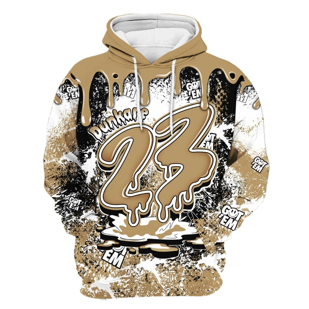 Hoodie To Match High OG Black Metallic Gold 1s - Dripping 23 Drip All Over Print
