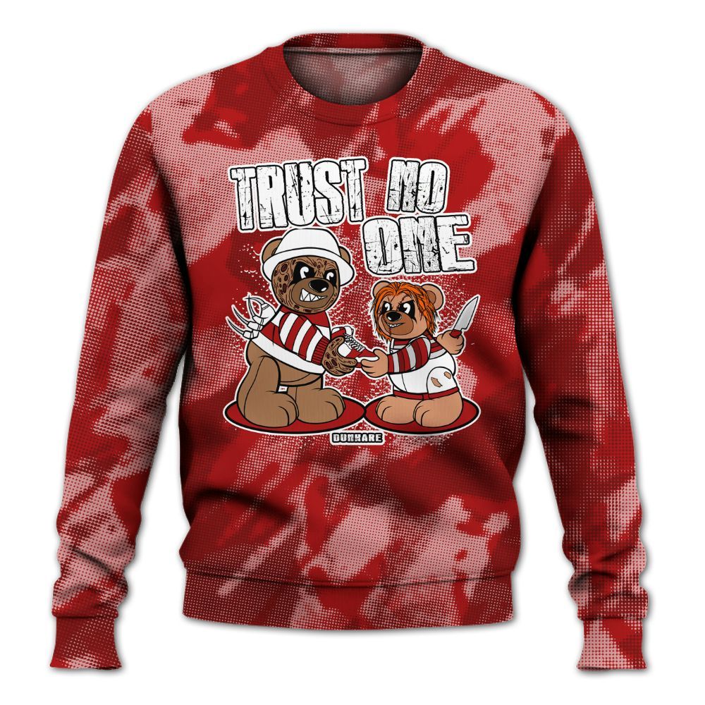 Sweatshirt To Match Red Taxi 12s - Trust No One Bear Abstract Halftone All Over Print