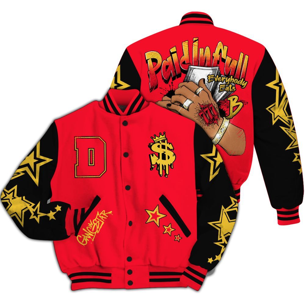 Varsity Jacket To Match KD 18 Air Bakin - Lucky Money Paid In Full Retro All Over Print