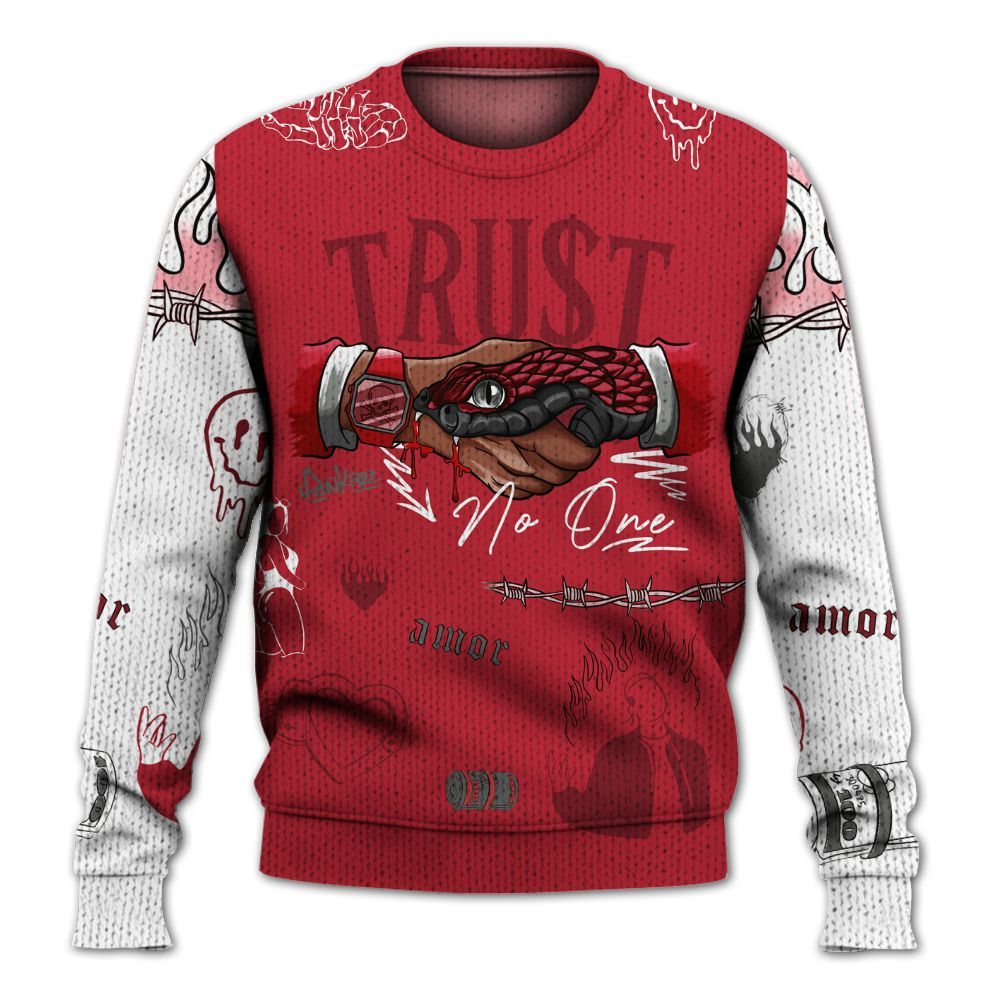 Knitted Sweater To Match Red Flint 13s - Snake Trust No One