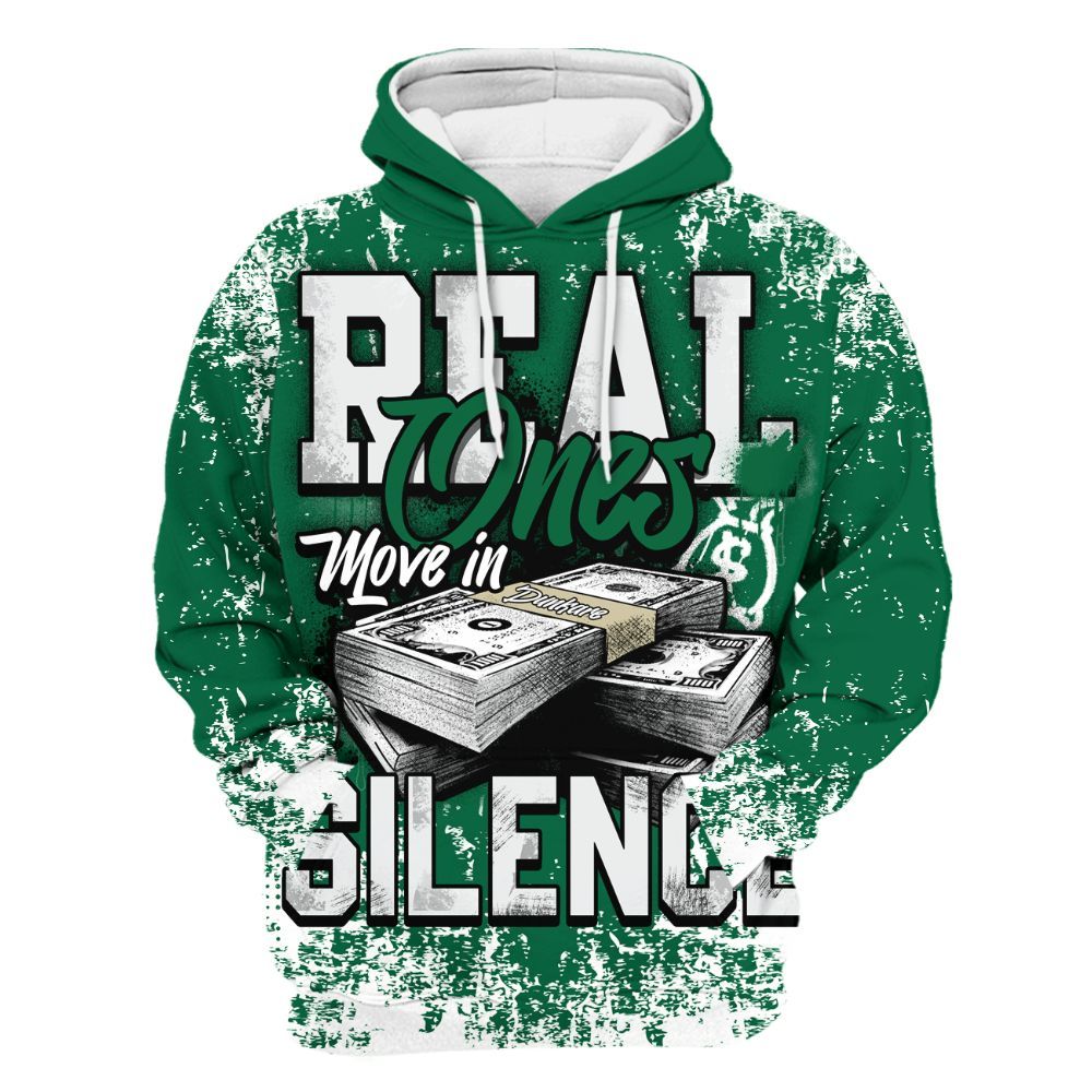 Hoodie To Match Pine Green 4s - Move In Silence Money Street Retro All Over Print