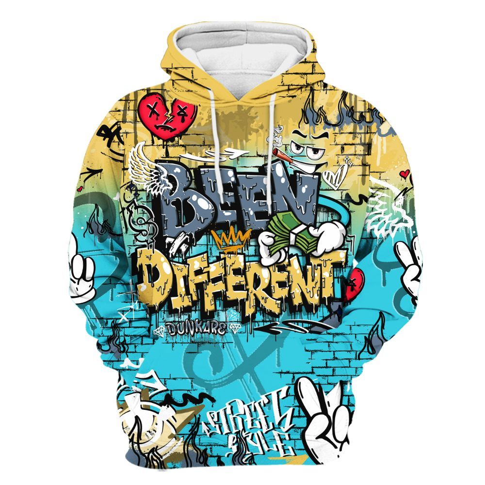 Hoodie To Match Retro Gamma Blue 11s - Been Dif2erent Drip Graffiti All Over Print