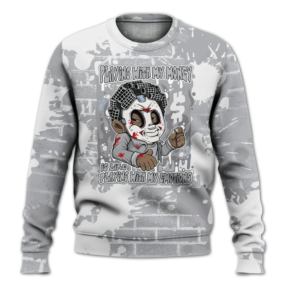 Sweatshirt To Match Low OG Wolf Grey 1s - Playing With My Money Graphic Halloween All Over Print
