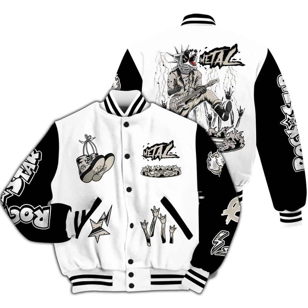 Varsity Jacket To Match Retro Reverse Metallic 5s - Punk Rock Raccoon All Over Print