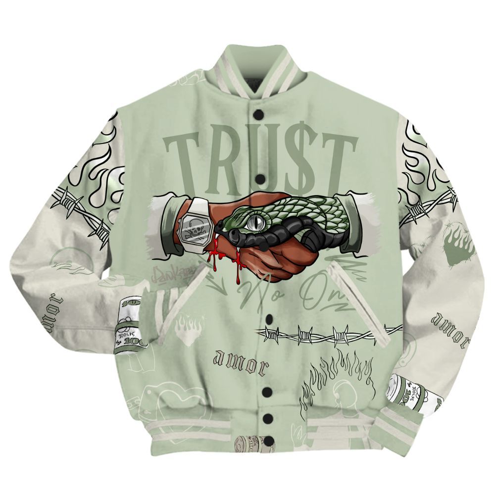 Varsity Jacket To Match Seafoam Sail 4s - Snake Trust No One All Over Print
