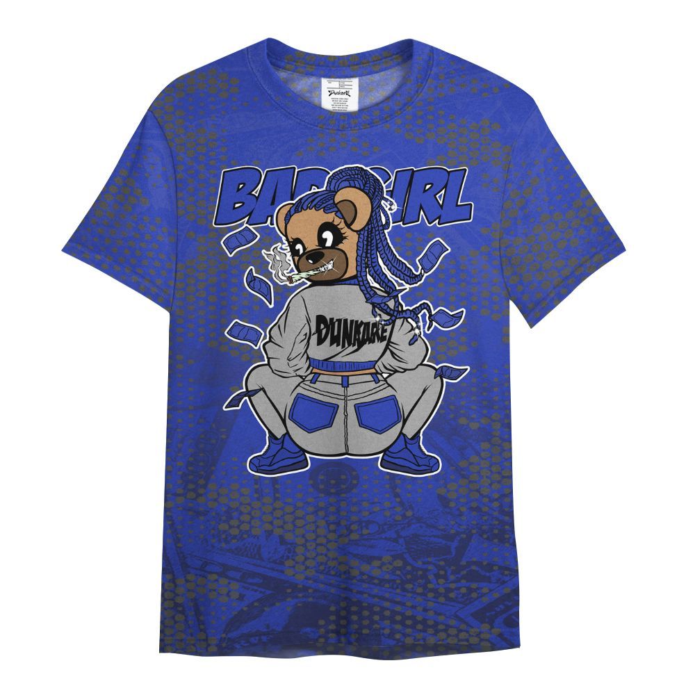 Shirt To Match Air Max Plus Black Racer Blue - Rebellious Girl Bear Banknotes Art All Over Print