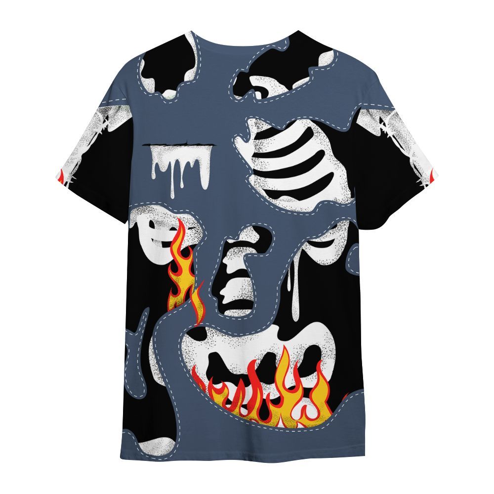Shirt To Match Low Diffused Blue 11s - Skeleton Smile Flame Drip All Over Print