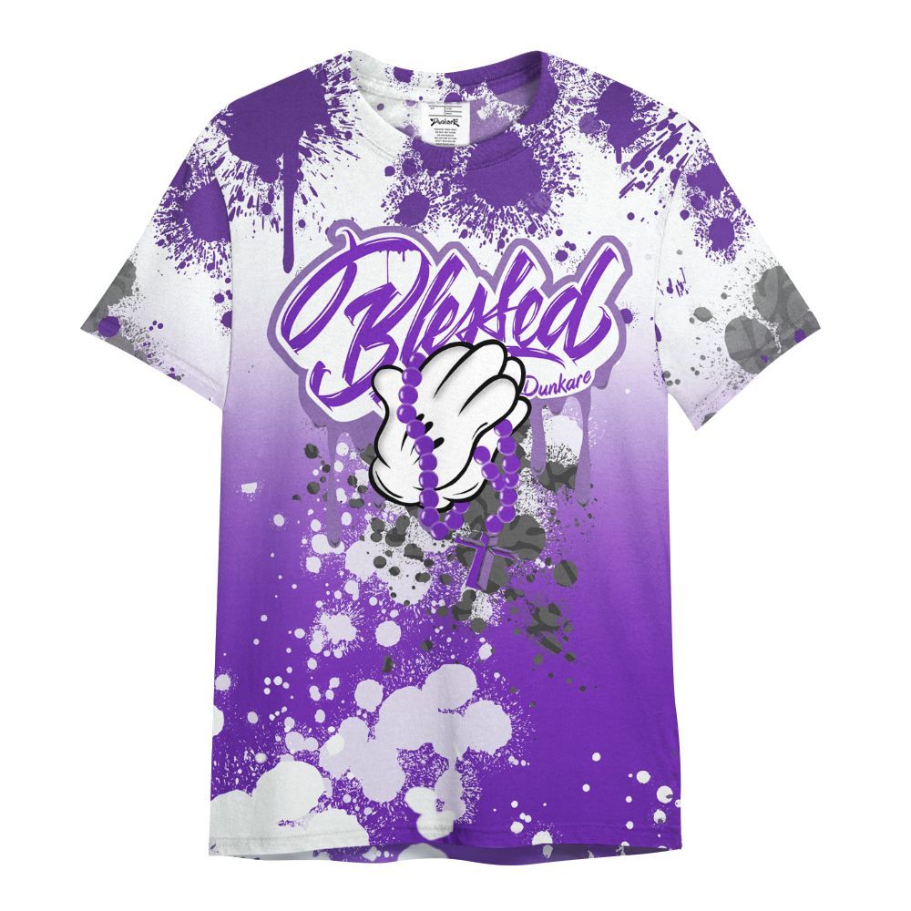 Shirt To Match Retro Dark Iris 3s - God Blessed Ink Drip All Over Print