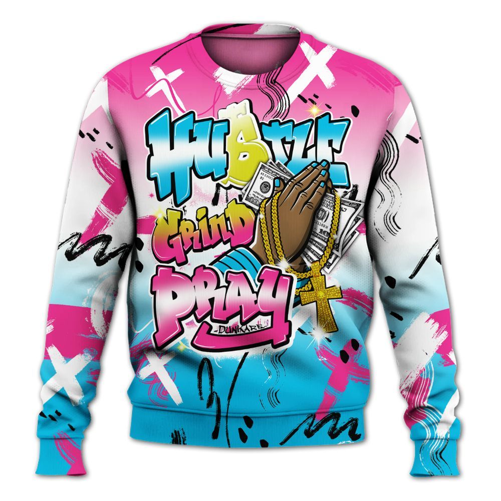 Sweatshirt To Match Tokyo Nights Stewie 3s - Money Hustle Grind Pray All Over Print