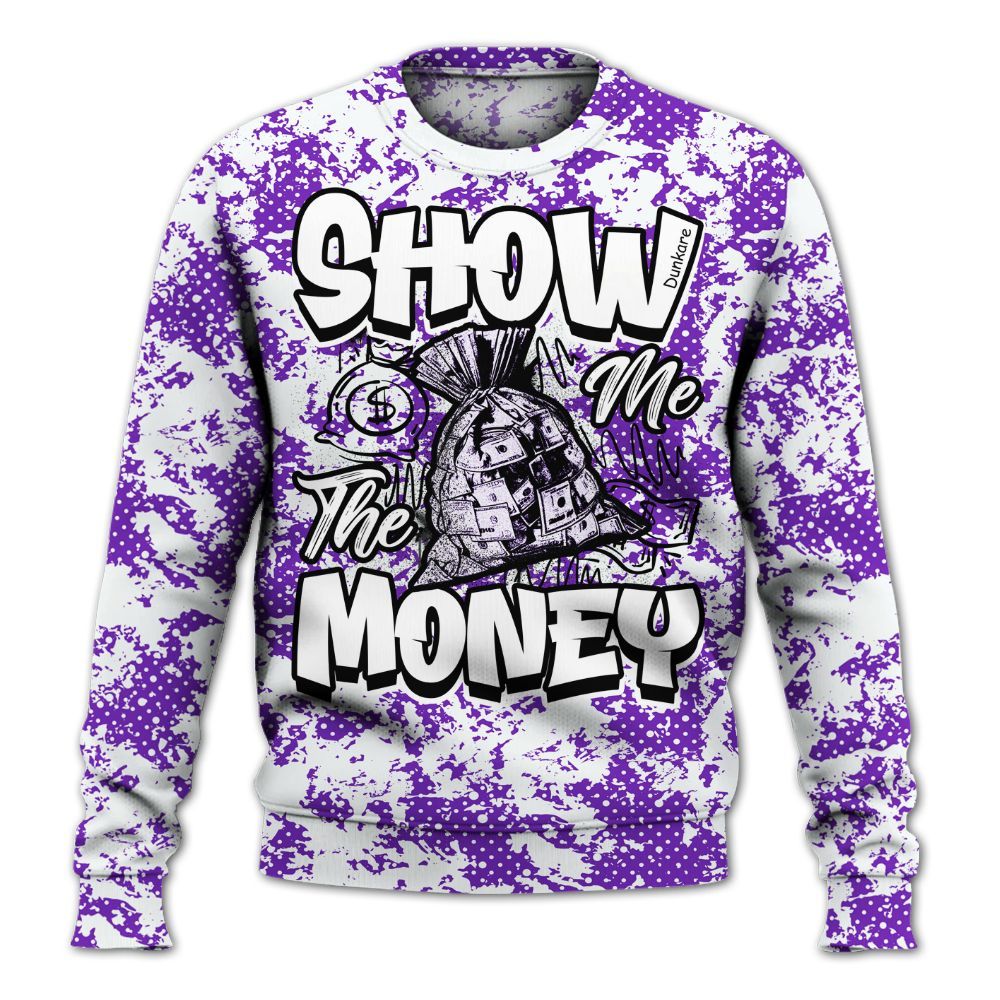 Sweatshirt To Match Retro Dark Iris 3s - Show Me The Money Retro All Over Print
