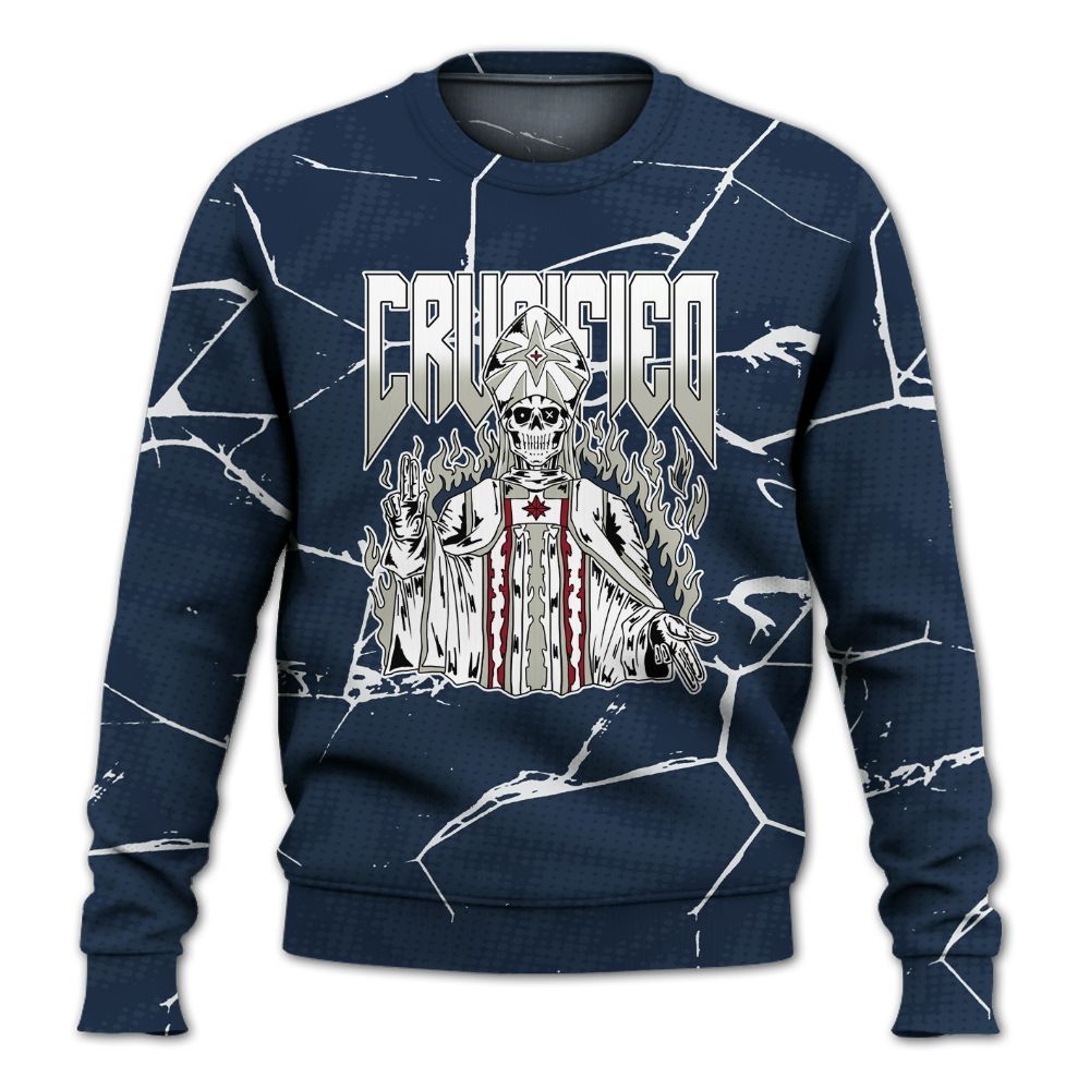 Sweatshirt To Match Retro Olympic 6s - Crucified Skeleton Crack All Over Print
