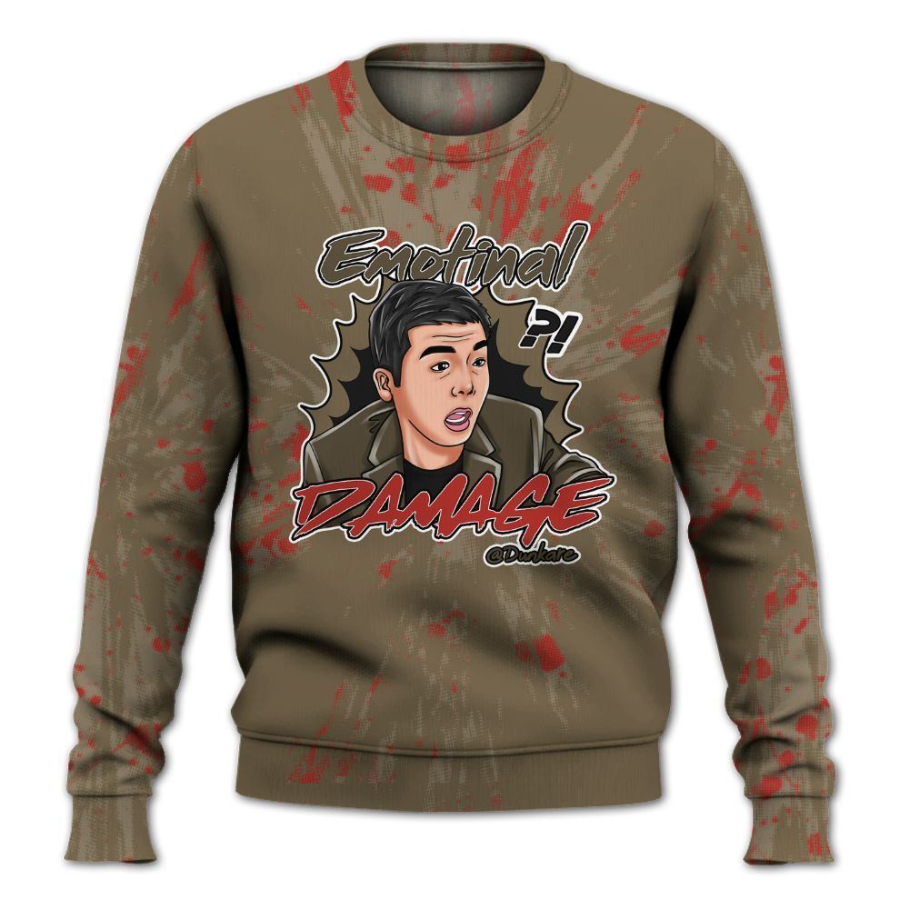 Sweatshirt To Match Olive 9s - Damaged Meme Shirt Unisex Outfit All Over Print