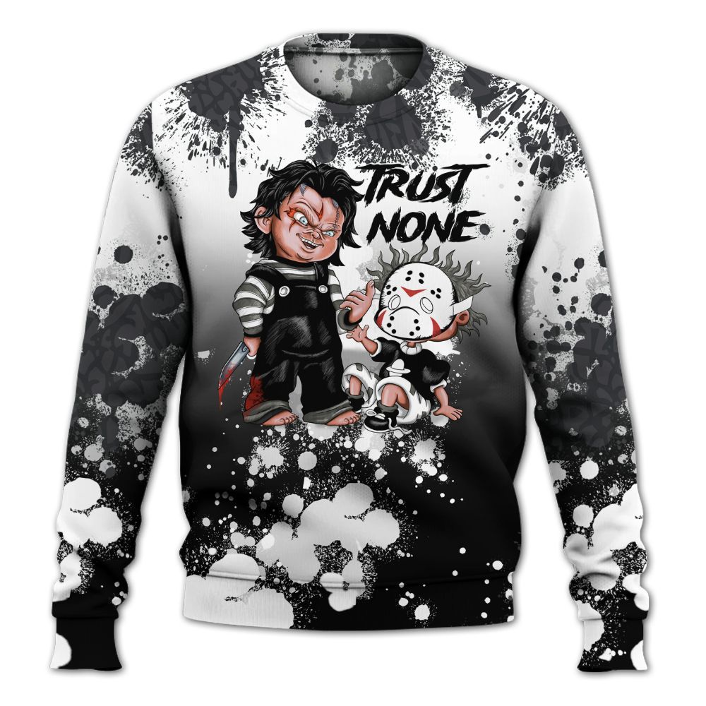 Sweatshirt To Match Black Cat 3s - Trust No One Scary All Over Print