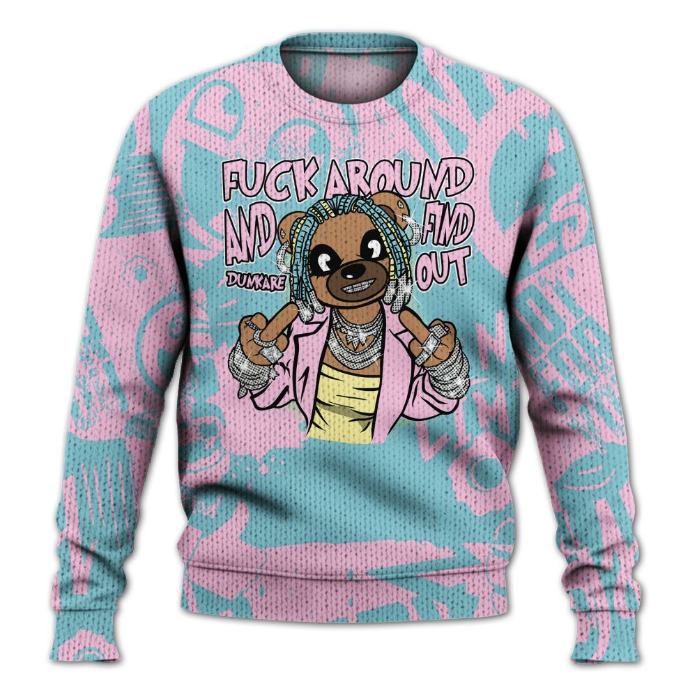 Knitted Sweater To Match SB Dunk Low Visty - F#ck Around Bear Bear Monogram Graffiti