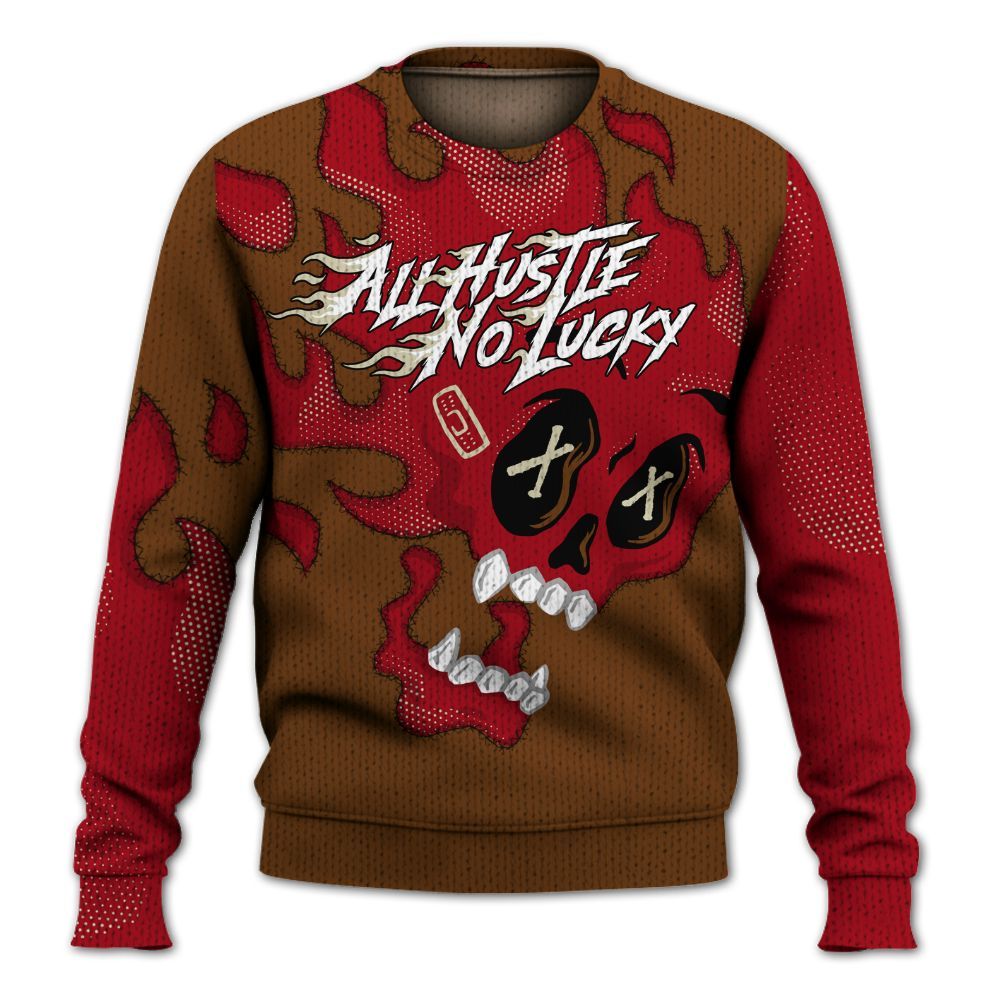Knitted Sweater To Match Archaeo Brown 5s - All Hustle No Lucky Skull