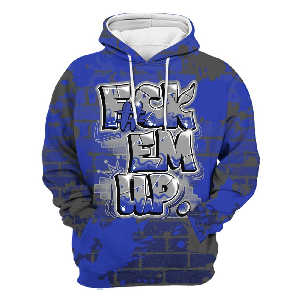 Hoodie To Match Air Max Plus Black Racer Blue - F#ck Em Graphic Brick Art All Over Print