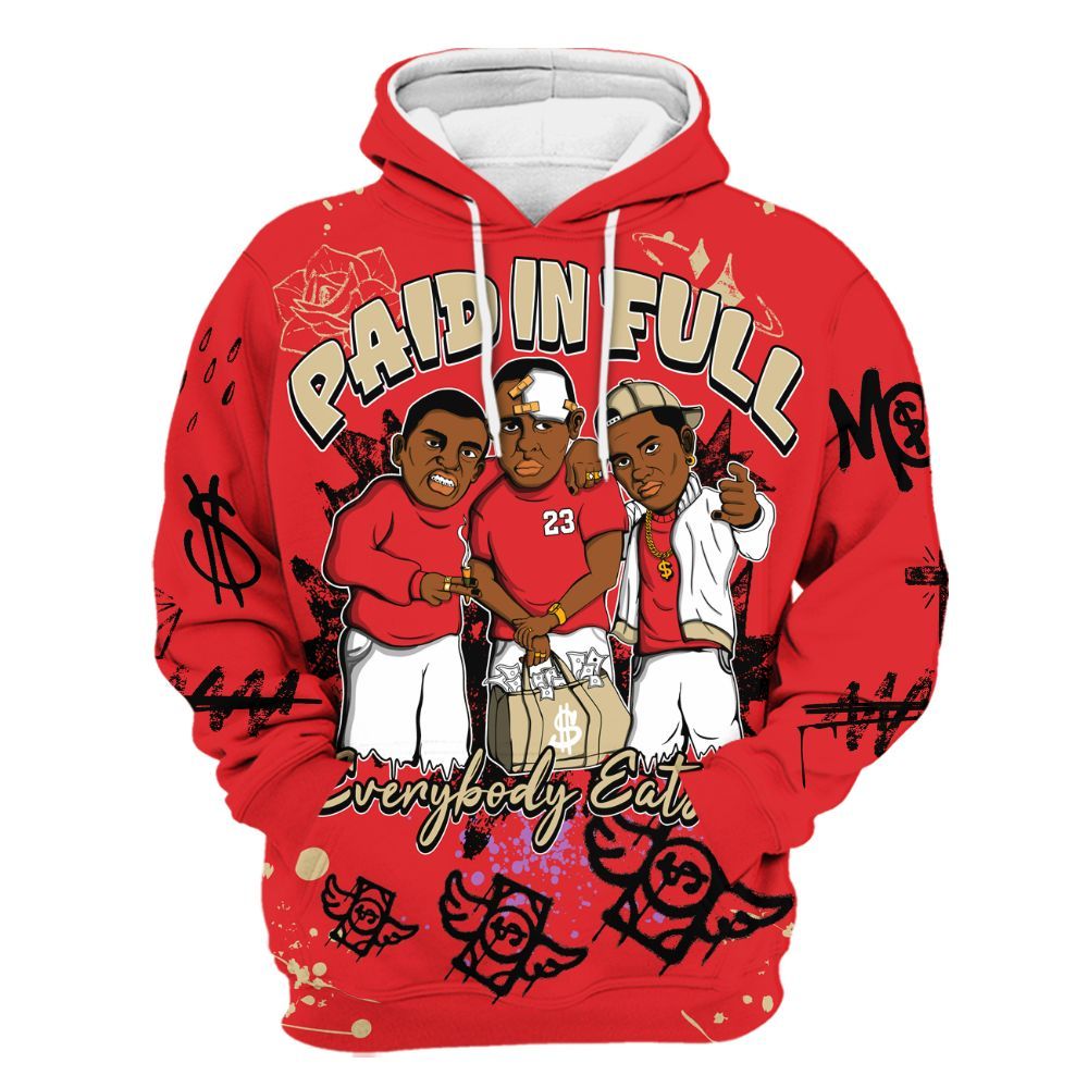 Hoodie To Match Prime 93 Fire Red - Everybody Paid In Full Crayon All Over Print