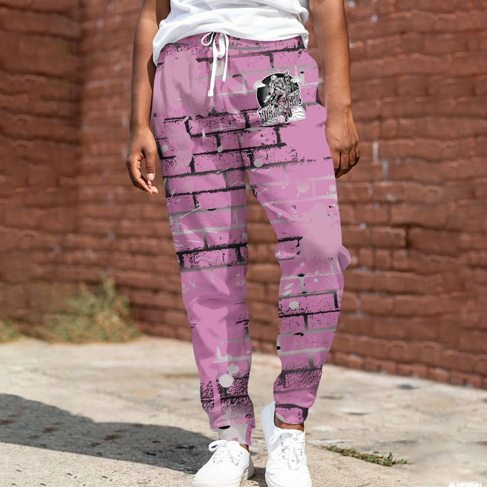 Sweatpant To Match Neutral Grey Black White Orchid 4s - Seeya Skeleton Brick All Over Print