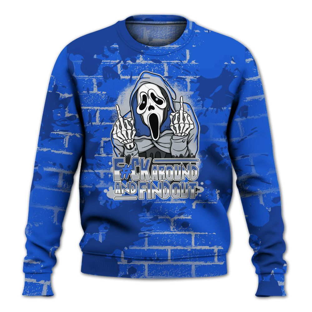 Sweatshirt To Match Air Foamposite One Royal - F#CK And Find Out Graphic Halloween All Over Print