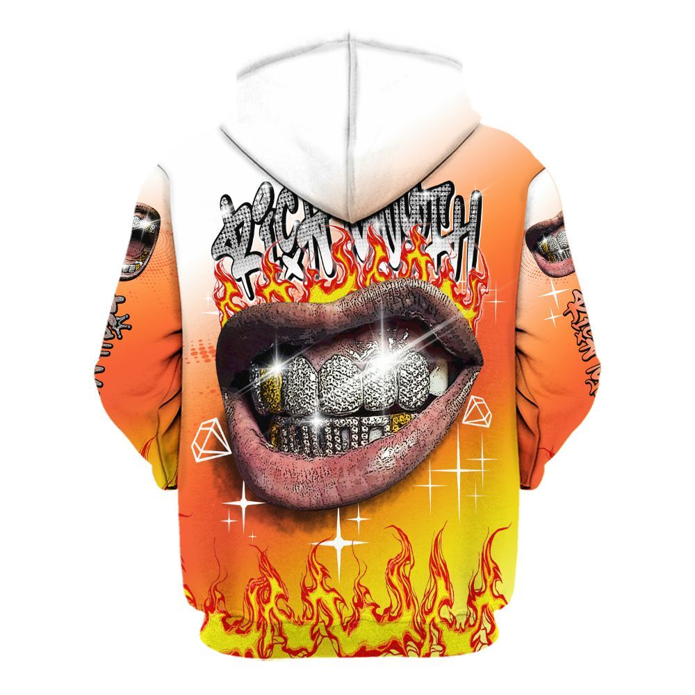 Hoodie To Match Dunk High Candy Corn - Rich Mouth Fire Rap Retro 90s All Over Print