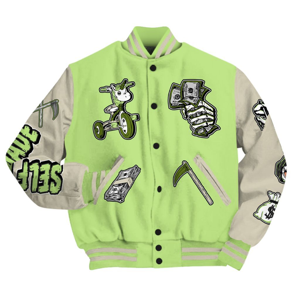 Varsity Jacket To Match Air Max Stussy Action Green - Self Make Skeleton All Over Print