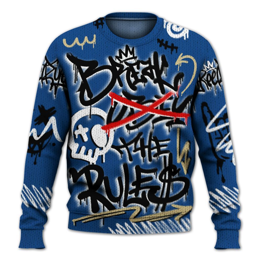 Knitted Sweater To Match Air Ship Royal Blue - Break Rules Streetwear