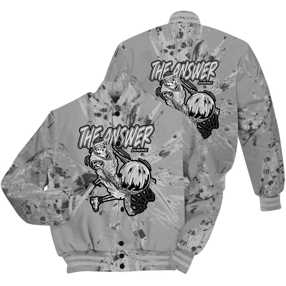Varsity Jacket To Match Black Wolf Grey 12s Shirt - The Answer Skeleton Luxury All Over Print