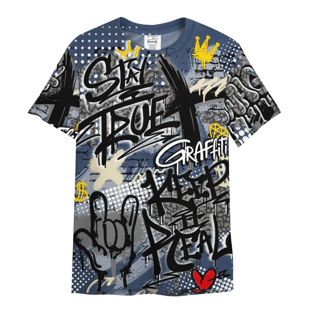 Shirt To Match Diffused Blue 3s - True It Real Graffiti Streetwear All Over Print