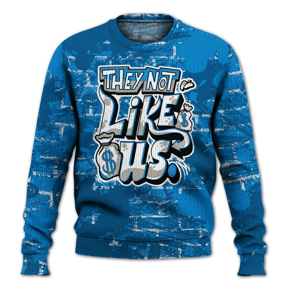 Knitted Sweater To Match Industrial Blue 4s - Dislike Us Graphic Street Art