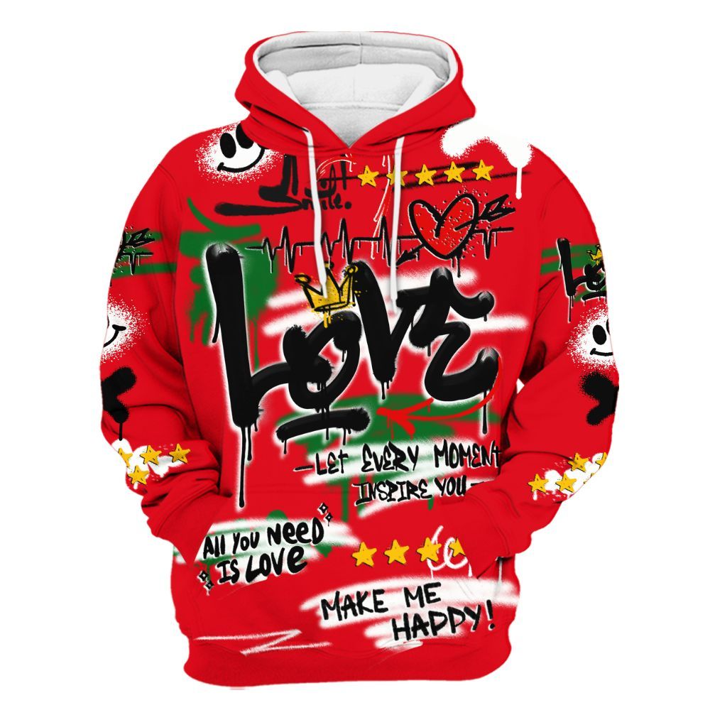 Hoodie To Match Chicago 13s - Happy Love Beats Graffiti Streetwear All Over Print