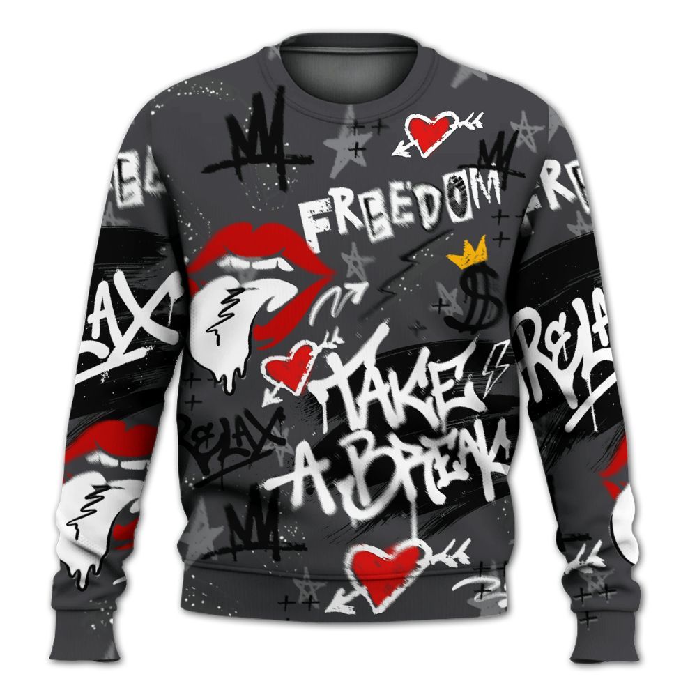 Sweatshirt To Match Fear 4s - Take Break Freedom Graffiti Streetwear All Over Print