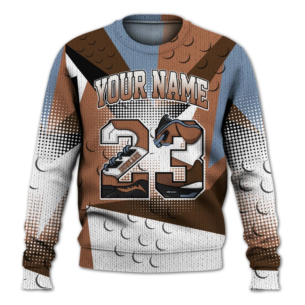 Knitted Sweater To Match Air Foamposite Metallic Copper - Poly Custom Name Number 23 5s