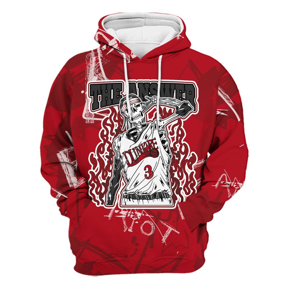 Hoodie To Match Bred Velvet 11s - Allen Answer Skeleton Messyz All Over Print