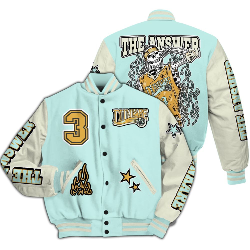 Varsity Jacket To Match Pure Platinum 4s - Allen Answer Skeleton All Over Print