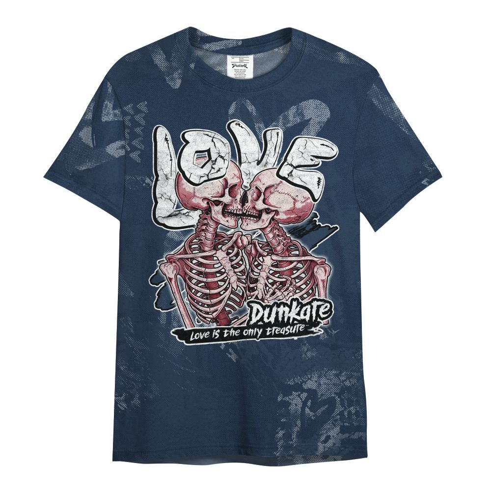 Shirt To Match White Midnight Navy 6s - Skull Love All Over Print