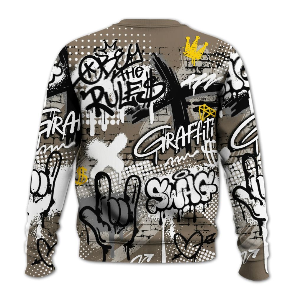 Sweatshirt To Match Low OG Dark Mocha 1s - True It Real Graffiti Streetwear All Over Print