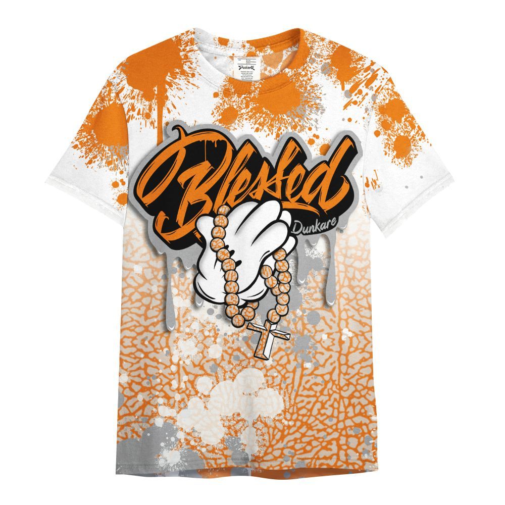 Shirt To Match Orange Citrus 3s - God Blessed Ink Drip All Over Print