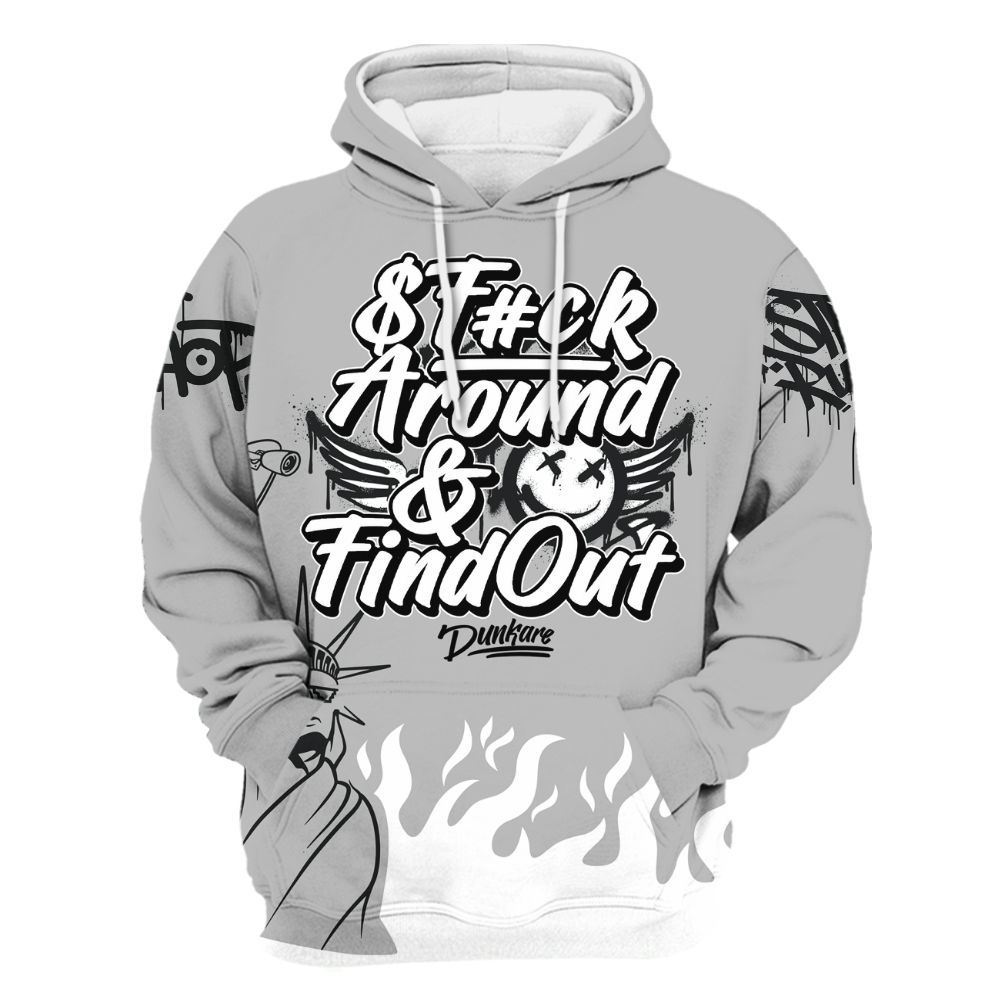 Hoodie To Match Low 85 Metallic Black 1s - Graphic Fck Around Find Out All Over Print