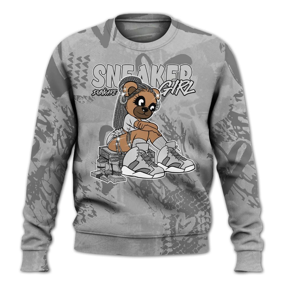 Sweatshirt To Match Black Wolf Grey 12s - Sneaker Girl Bear Heart Grunge All Over Print